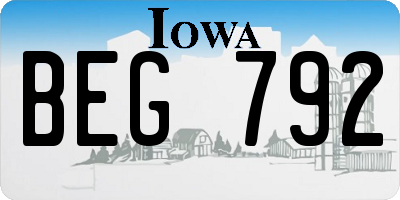 IA license plate BEG792