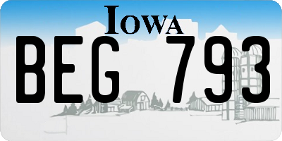 IA license plate BEG793