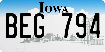 IA license plate BEG794