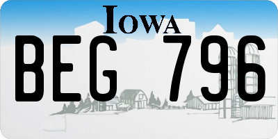 IA license plate BEG796