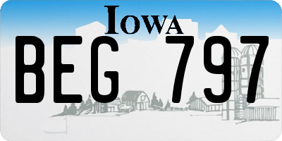 IA license plate BEG797