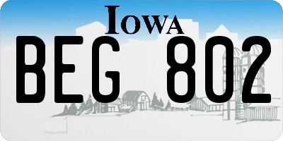 IA license plate BEG802