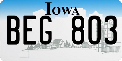 IA license plate BEG803