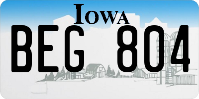 IA license plate BEG804