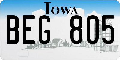 IA license plate BEG805