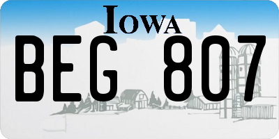 IA license plate BEG807