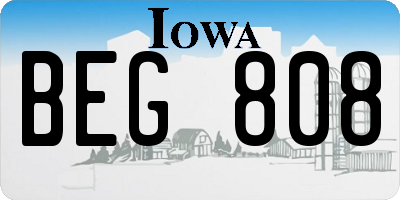 IA license plate BEG808