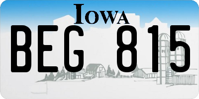 IA license plate BEG815