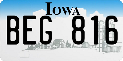 IA license plate BEG816
