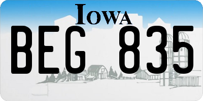 IA license plate BEG835