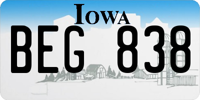 IA license plate BEG838