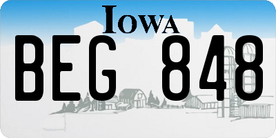 IA license plate BEG848