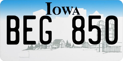 IA license plate BEG850