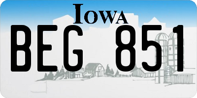 IA license plate BEG851