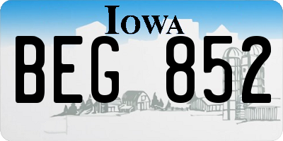 IA license plate BEG852
