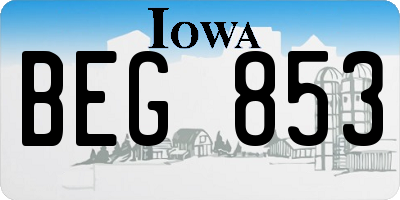 IA license plate BEG853