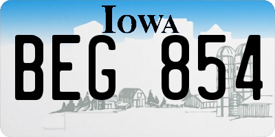 IA license plate BEG854