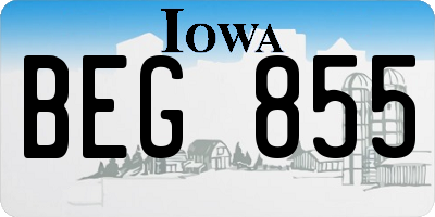 IA license plate BEG855