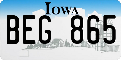 IA license plate BEG865