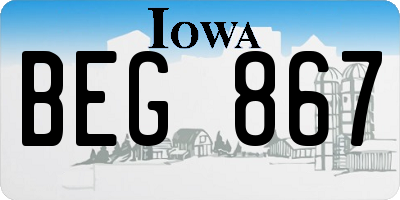 IA license plate BEG867