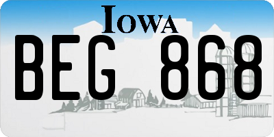 IA license plate BEG868