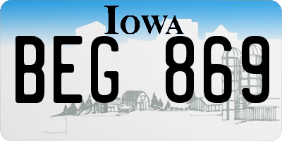 IA license plate BEG869