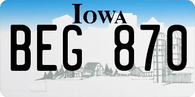 IA license plate BEG870