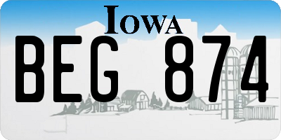 IA license plate BEG874