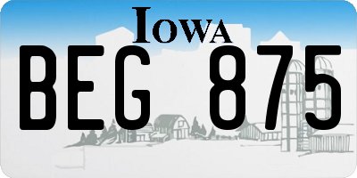 IA license plate BEG875