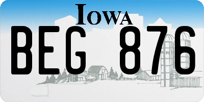 IA license plate BEG876
