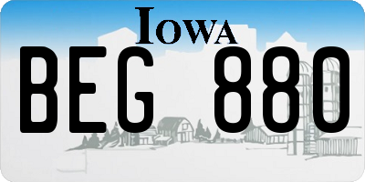 IA license plate BEG880