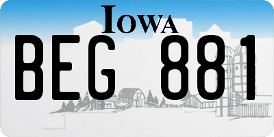 IA license plate BEG881