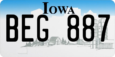 IA license plate BEG887