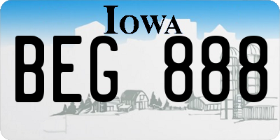IA license plate BEG888
