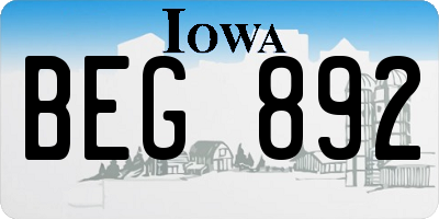 IA license plate BEG892