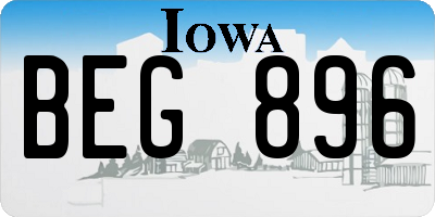 IA license plate BEG896