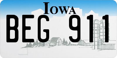 IA license plate BEG911