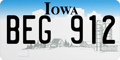 IA license plate BEG912