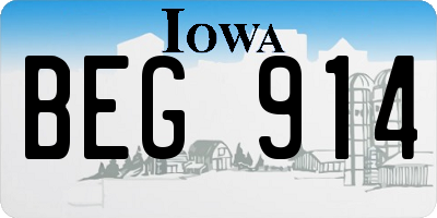 IA license plate BEG914