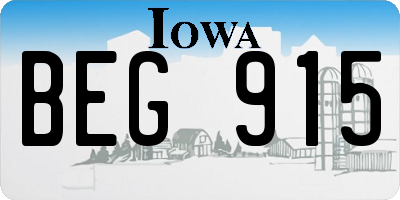 IA license plate BEG915