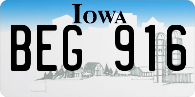 IA license plate BEG916