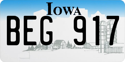 IA license plate BEG917