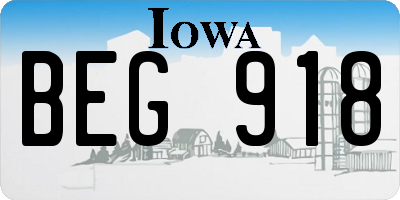 IA license plate BEG918