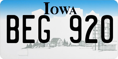 IA license plate BEG920
