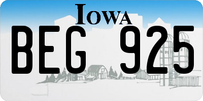IA license plate BEG925