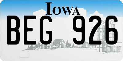 IA license plate BEG926