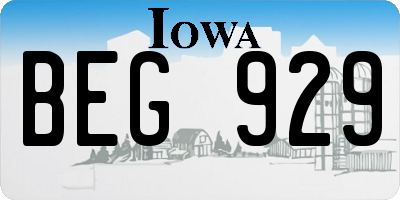IA license plate BEG929