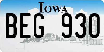 IA license plate BEG930