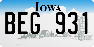 IA license plate BEG931