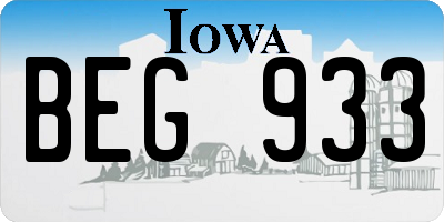 IA license plate BEG933